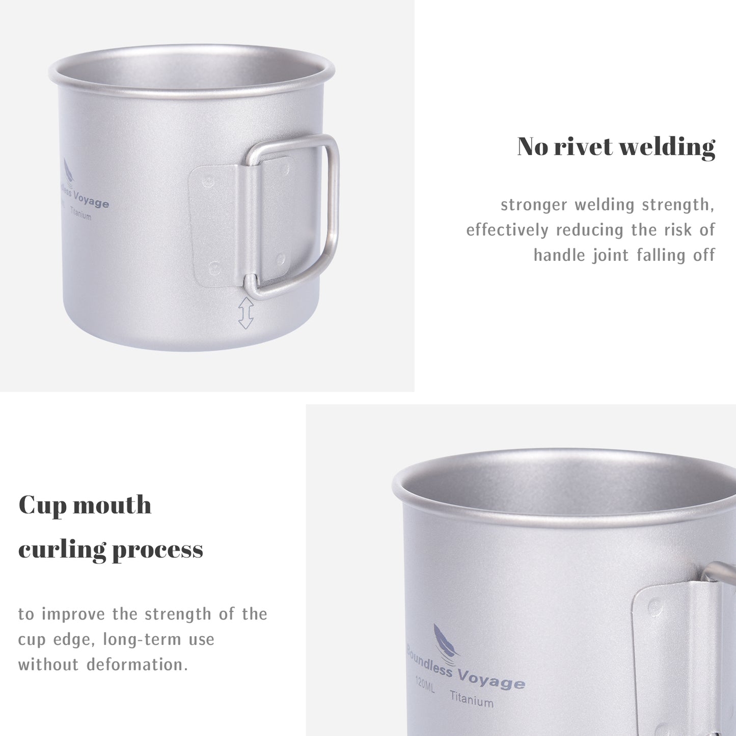 Boundless Voyage Titanium ultra lightweight 120ml and 180ml tea cup wine mug for outdoor camping coffee beer cup without lid