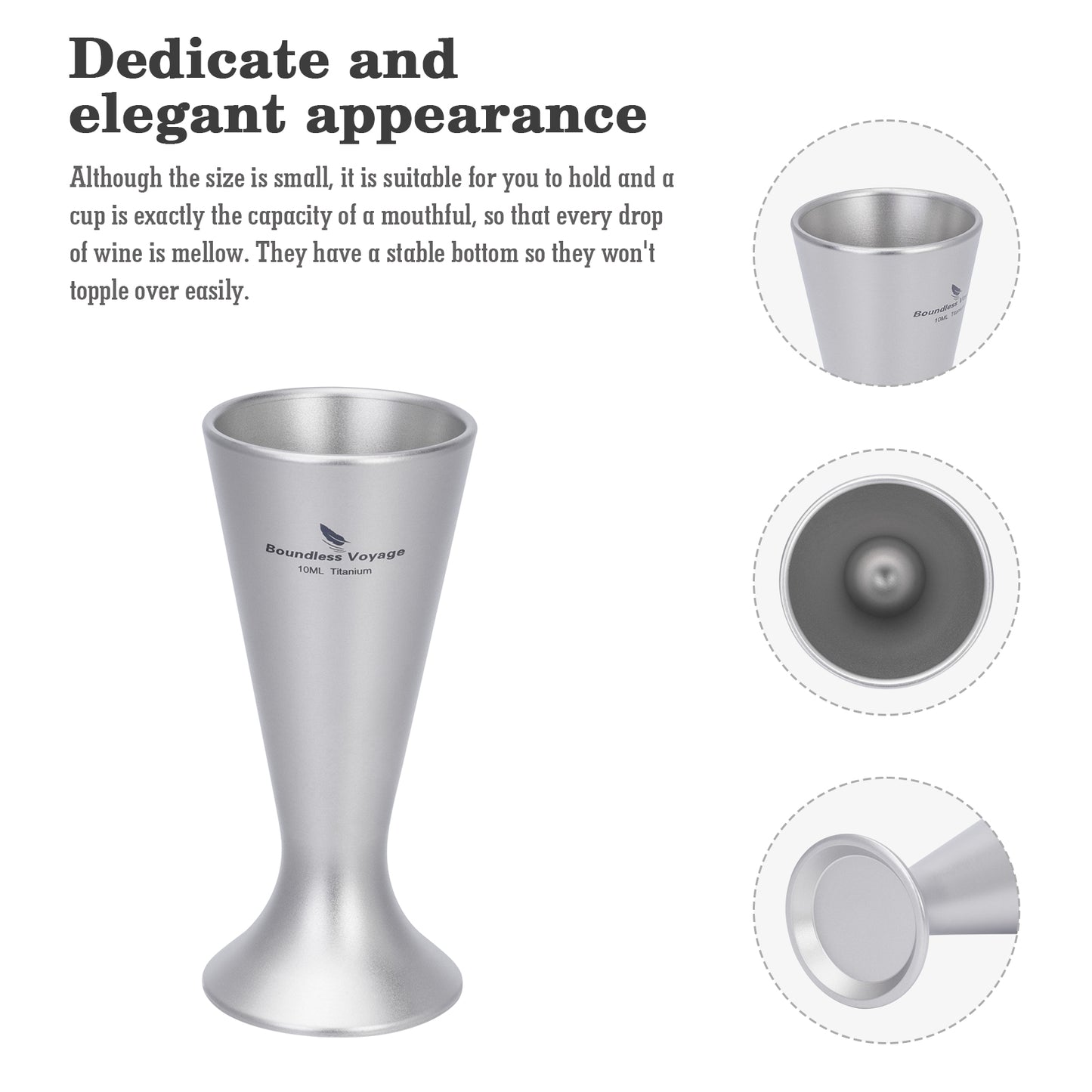 Boundless Voyage Titanium Shot Glasses – Ultralight Mini Tequila & Whiskey Cups, Durable Travel Drinkware for Camping, Parties & Bar Use