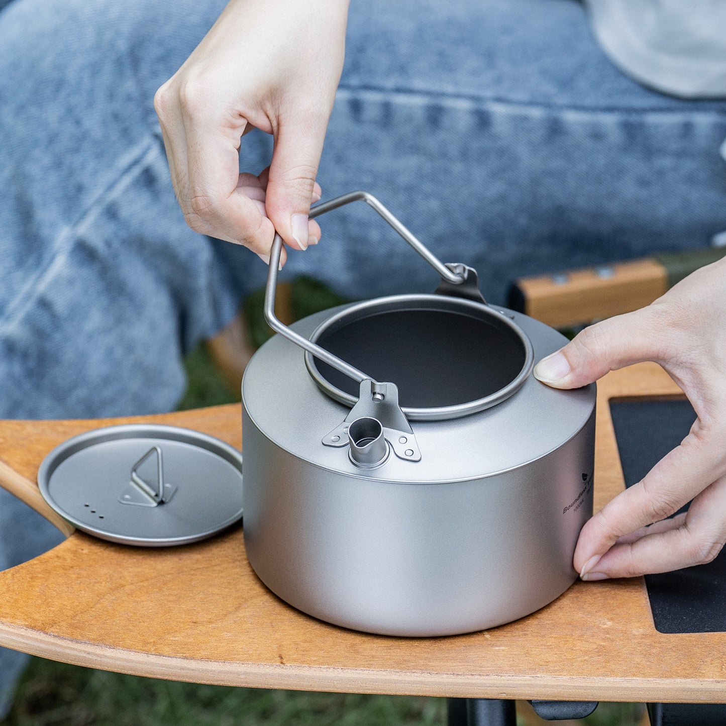 Boundless Voyage 1000ml Titanium Kettle with Folding Handle – Eco-Friendly, Lightweight & Durable | Ideal for Camping, Hiking & Outdoor Use
