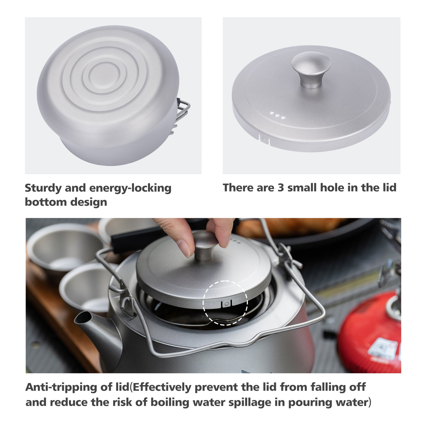 Boundless Voyage 800ML Titanium Kettle with Filter & Folding Handle Ultralight Teapot Outdoor Camping Water Jug for Loose Tea
