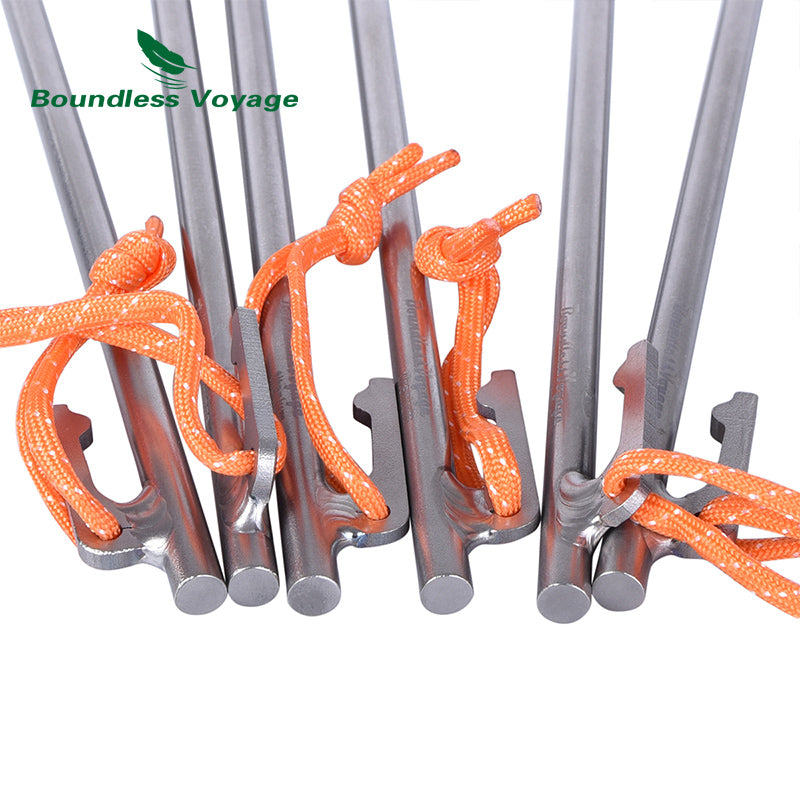 Boundless Voyage Titanium alloy Tent Stake for Outdoor Camping 40CM Tent Pegs Lightweight 6PCS