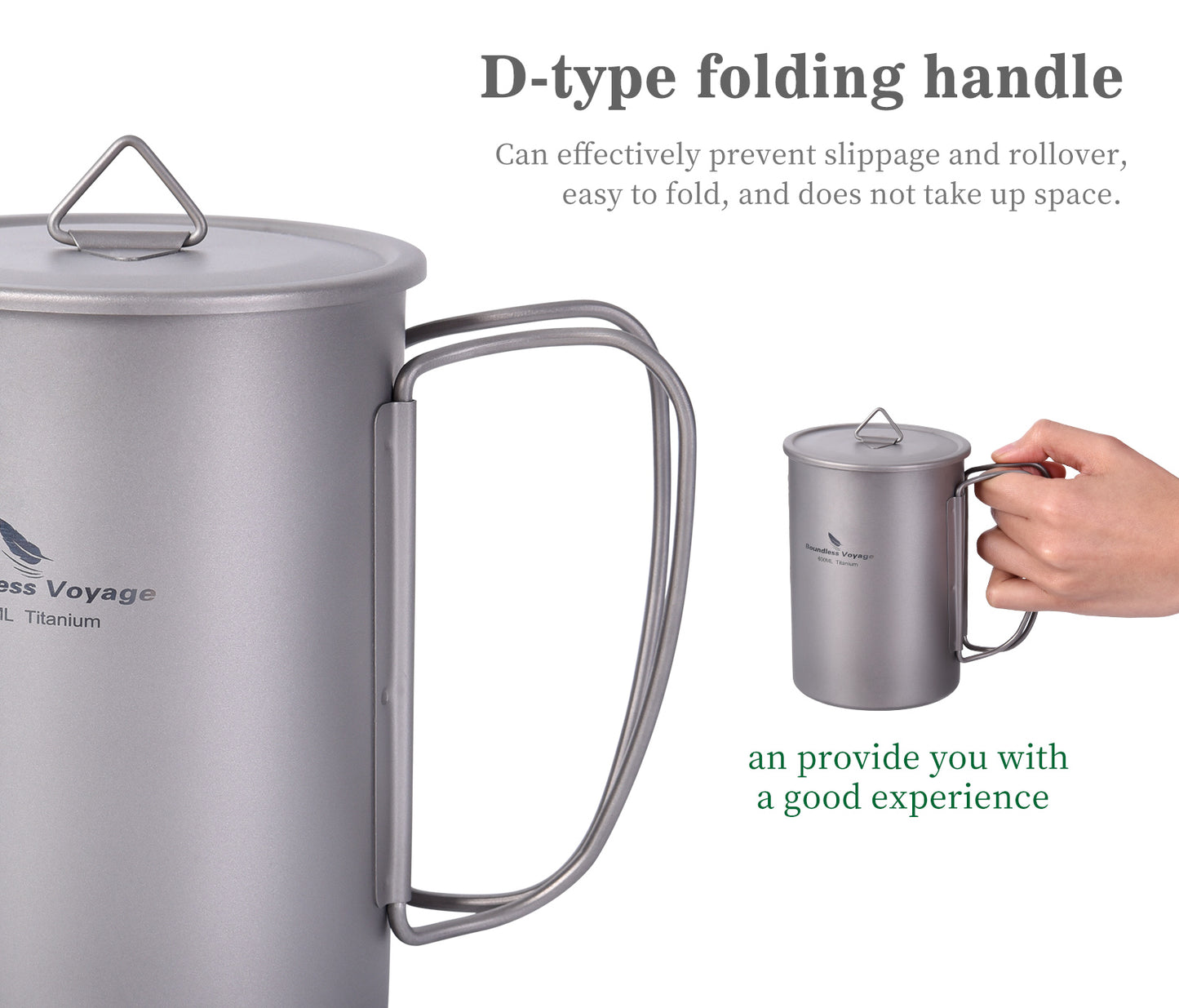 Boundless Voyage Titanium Bottle with Nesting Cup Lightweight Portable for Hiking Camping Water bottle Titanium mug