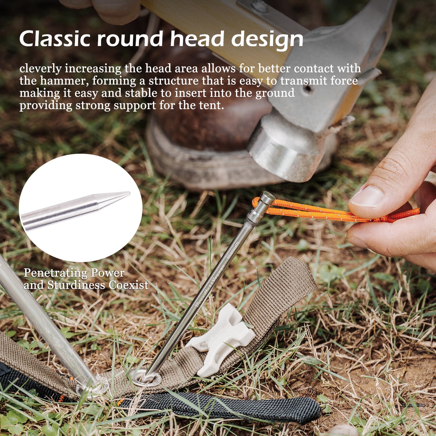 Titanium Alloy Titanium Tent Pegs 8pcs Tent Stakes Portable Tent Nails for Camping Hiking Backpacking Ultra light and stable