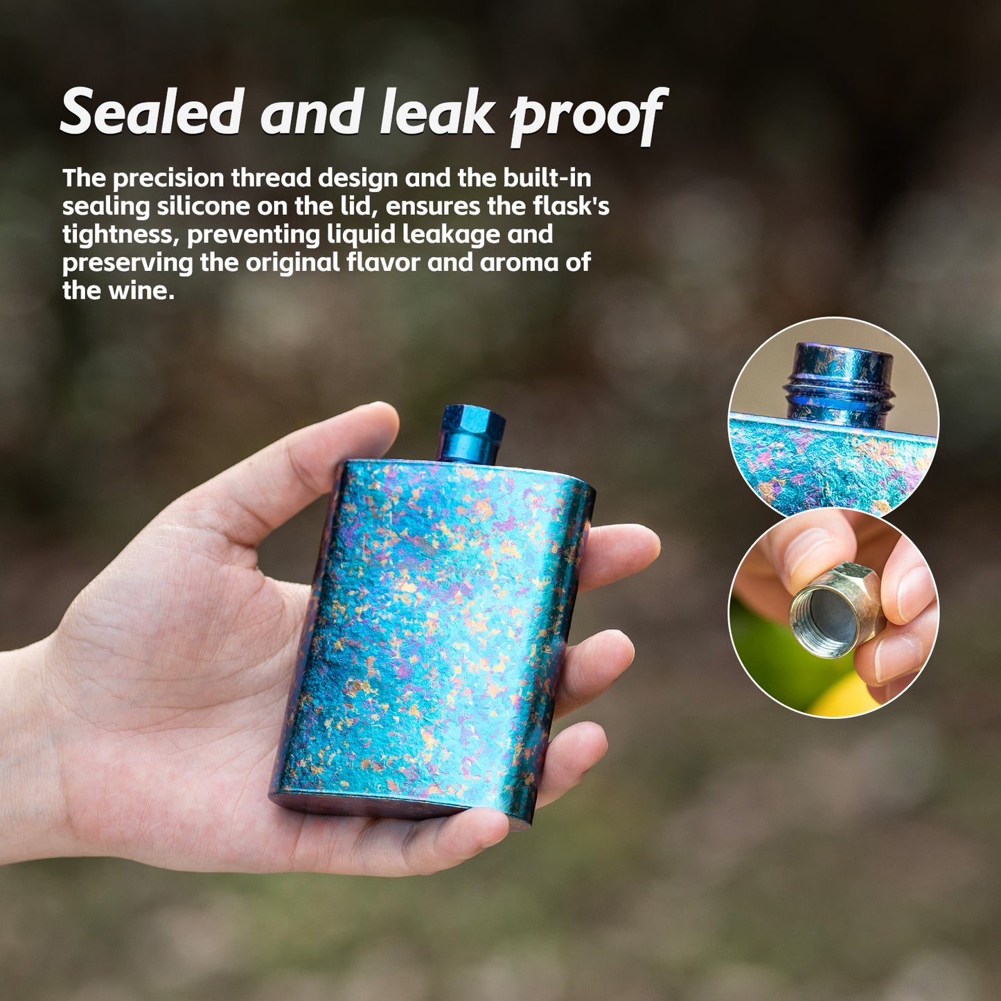 Boundless Voyage Titanium Colorful Flask Ultralight Mini Ti Flagon for Outdoor Travel Water Juice Whiskey Wine Pot Bottle 100m