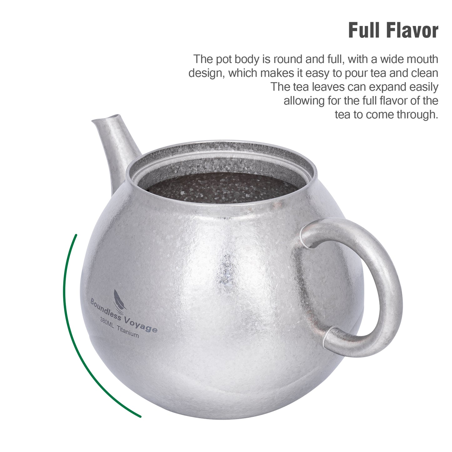 Boundless Voyage Titanium Kungfu Teapot 380ml – Folding Handle Outdoor Coffee & Tea Pot for Camping, Hiking & Backpacking