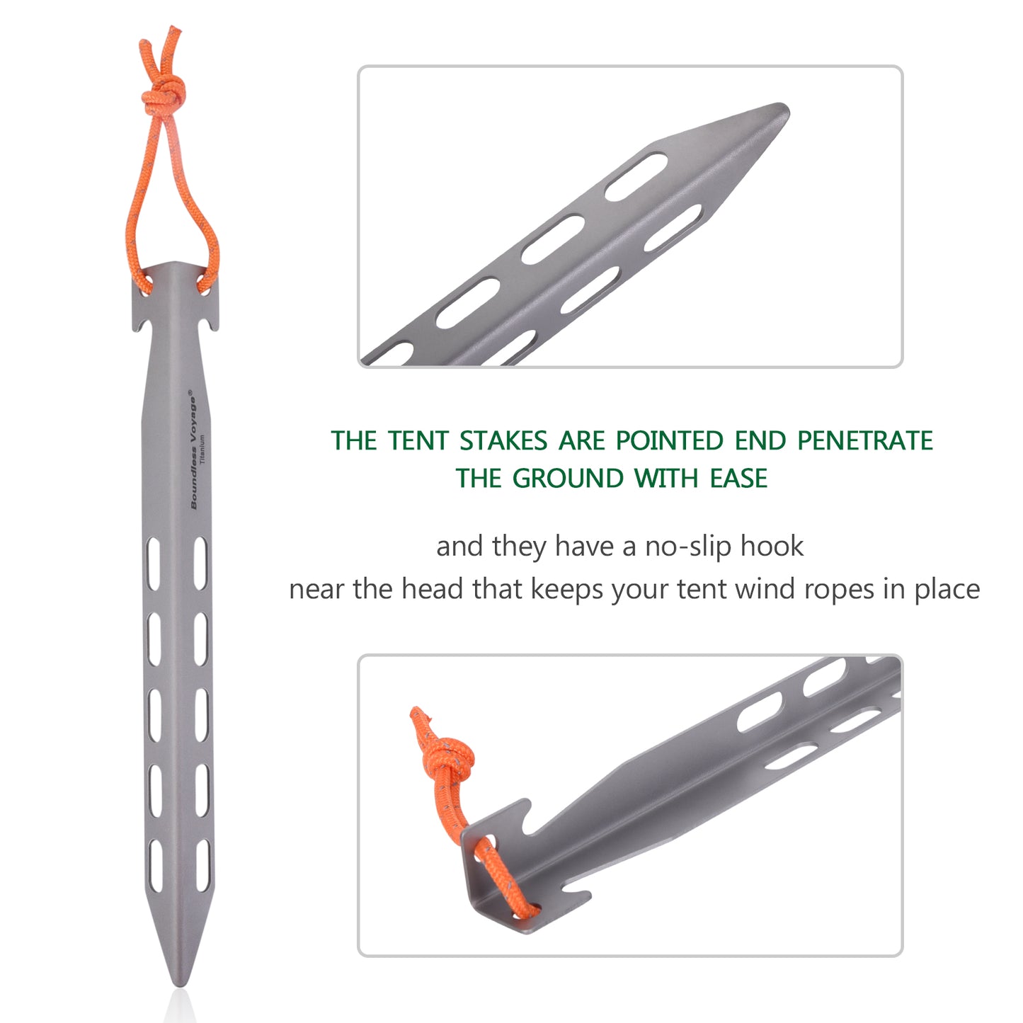 Boundless Voyage Titanium Tent Stakes Pegs Nails Outdoor Camping Ultralight Awning Canopy Accessories 8 pieces