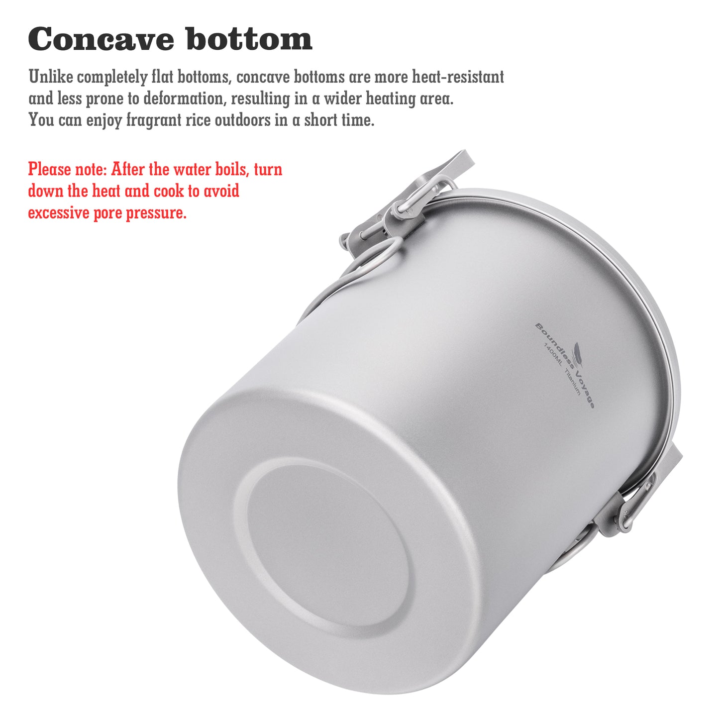 Boundless Voyage Titanium Rice Cooker Pot Ultralight Camping Cookware for Hiking & Travel