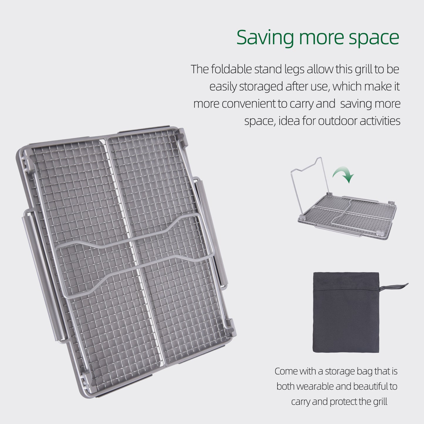 Boundless Voyage TA1 Titanium 2-in-1 Folding Campfire Grill – Portable Outdoor BBQ Table with Frying Plate & Collapsible Legs for Camping, Picnic & Backpacking