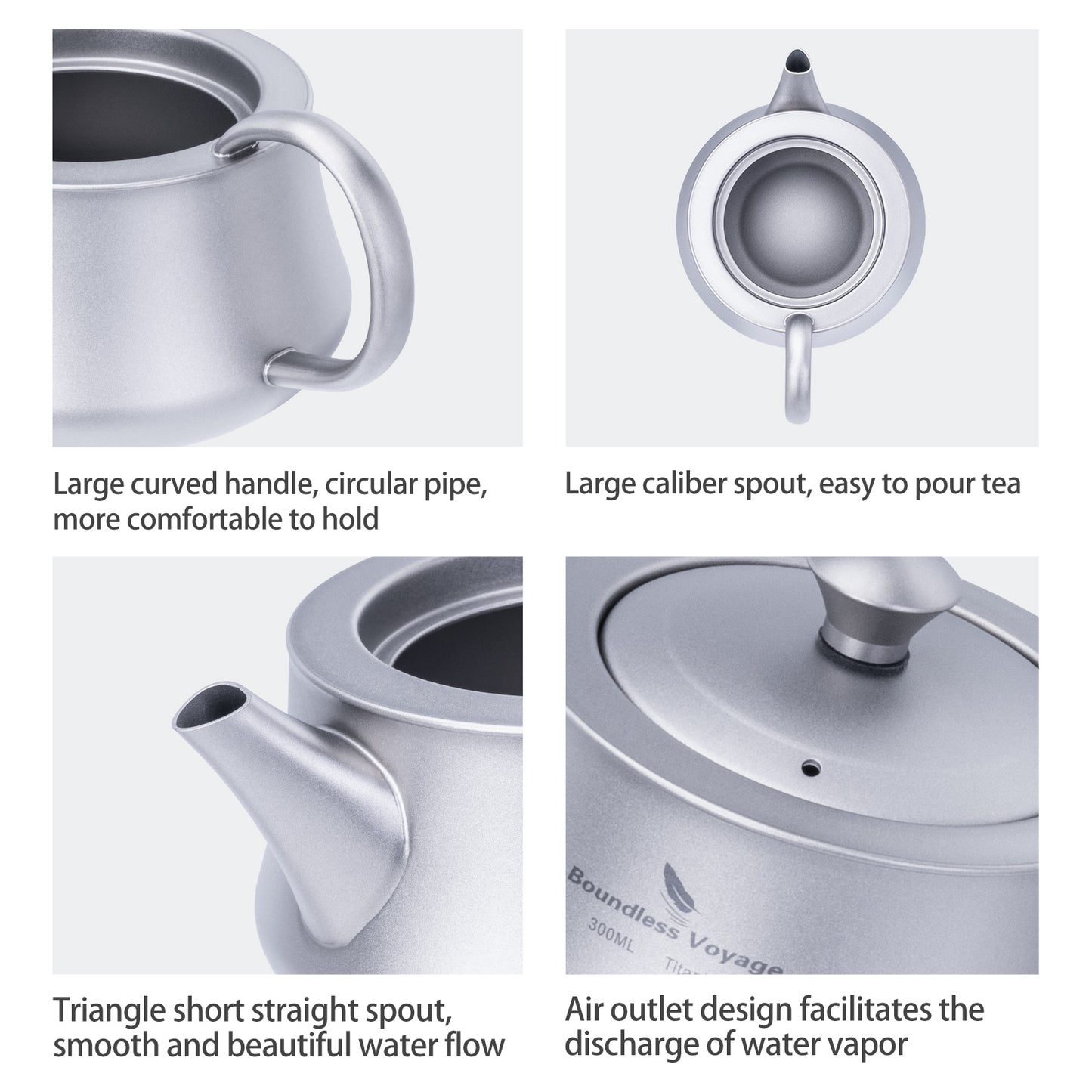 Boundless Voyage 300ml Titanium Kettle Portable Reusable Travel Coffee Tea Kettle