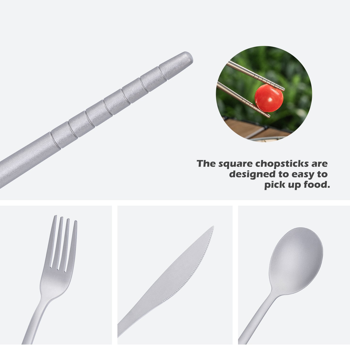 Boundless Voyage Titanium Camping Tableware Set – Eco-Friendly Cutlery & Chopsticks | Knife, Fork, Spoon for Home, Travel & Outdoor Adventures