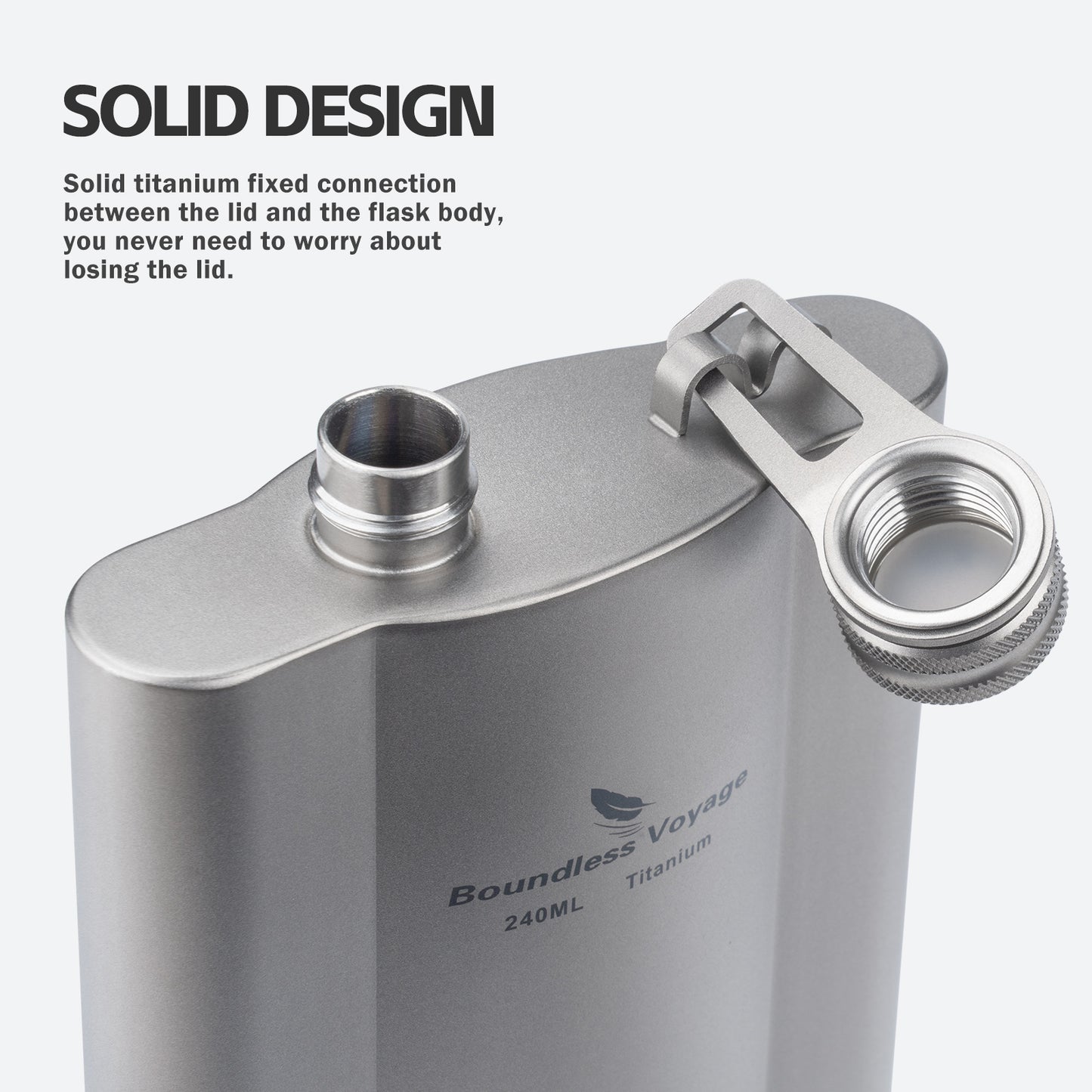 Boundless Voyage Titanium Flask 240ml+funnel Rust-Free Ultralight Small Liquor Flask Bottle for Whiskey Vodka Wine Outdoor Portable Travel Outdoor
