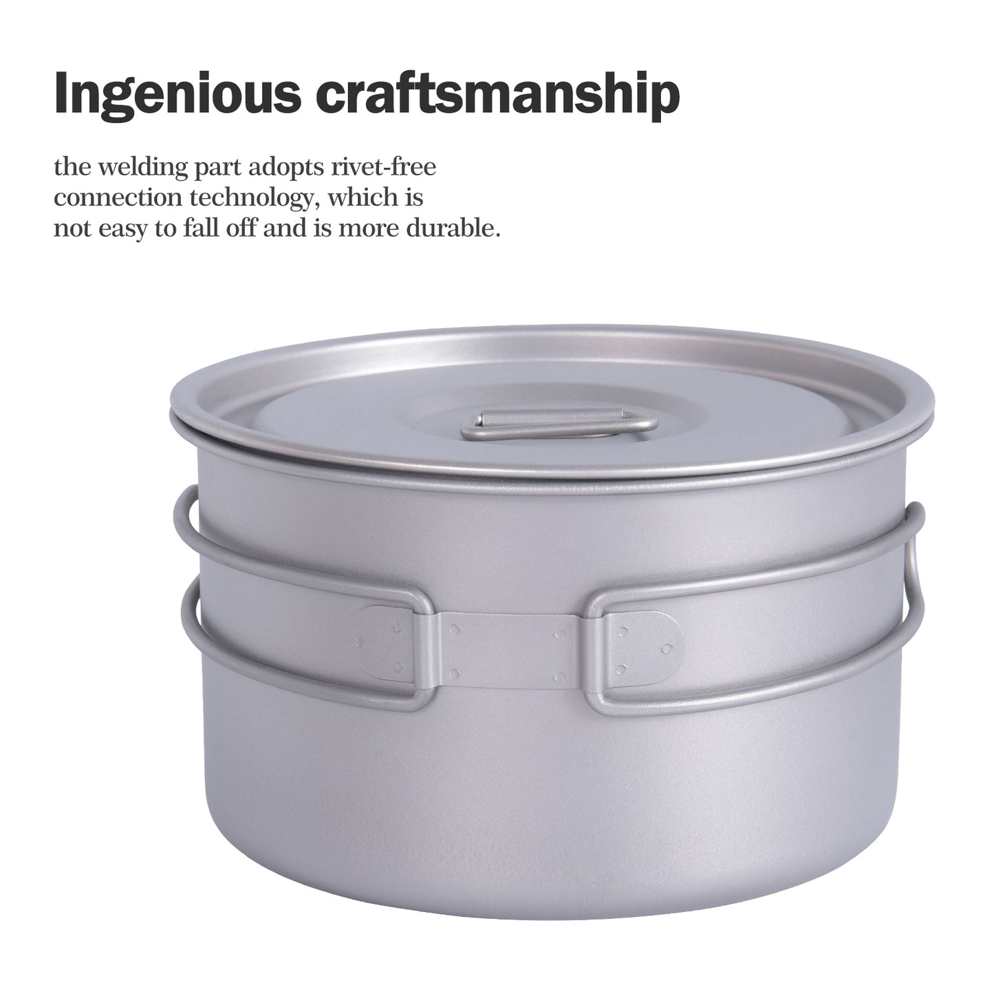 Boundless Voyage Titanium 3pcs Camping Cookware Mess Kit, Camping Cooking Set, Portable Nonstick Camp Pots Set 1.4L 1.6L 2.4L for Outdoor Camping