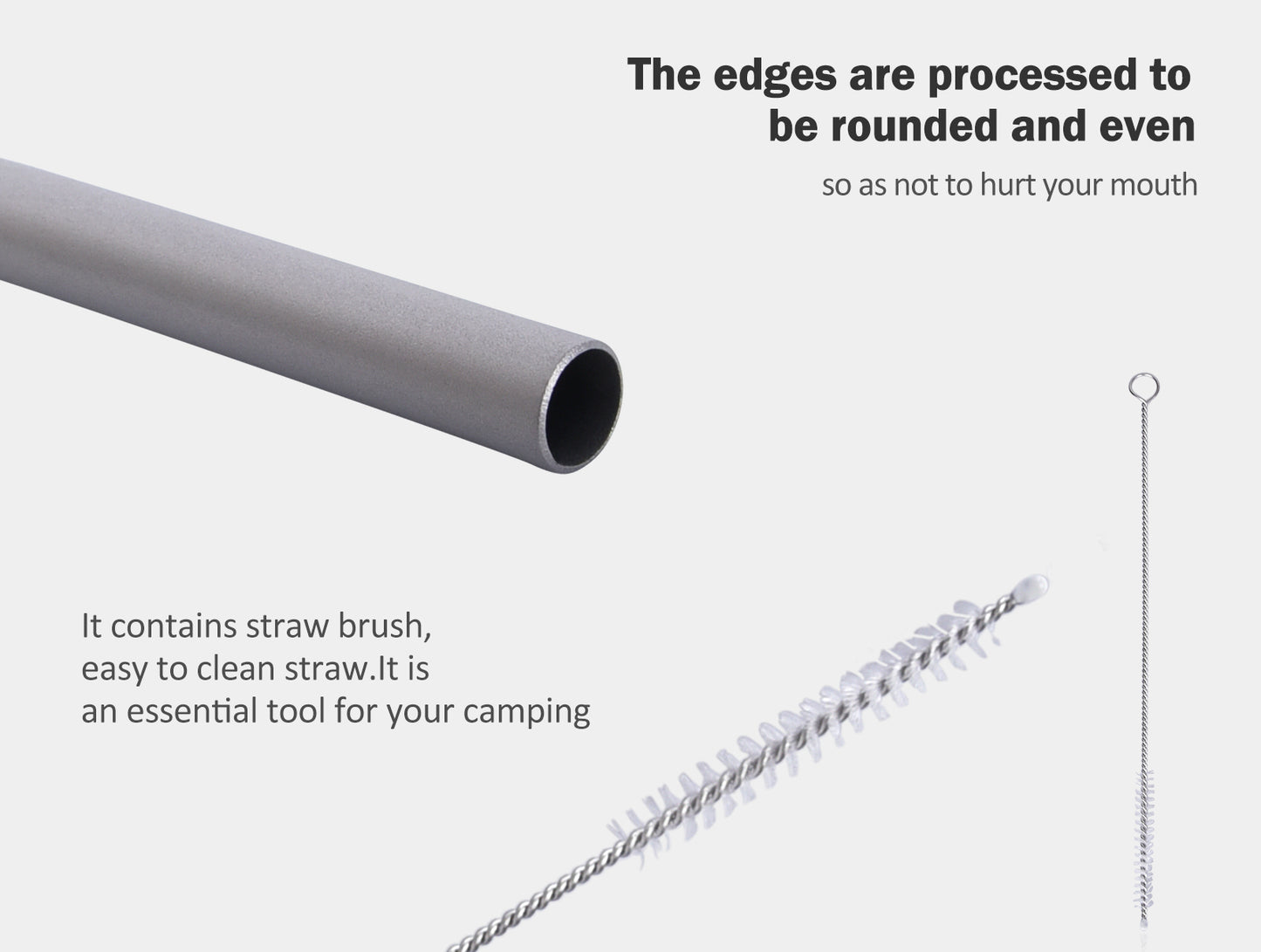 Titanium Straight Straw Reusable Ultralight Durable Eco-Friendly Metal Drinking Straw for Outdoor Camping Travel Home