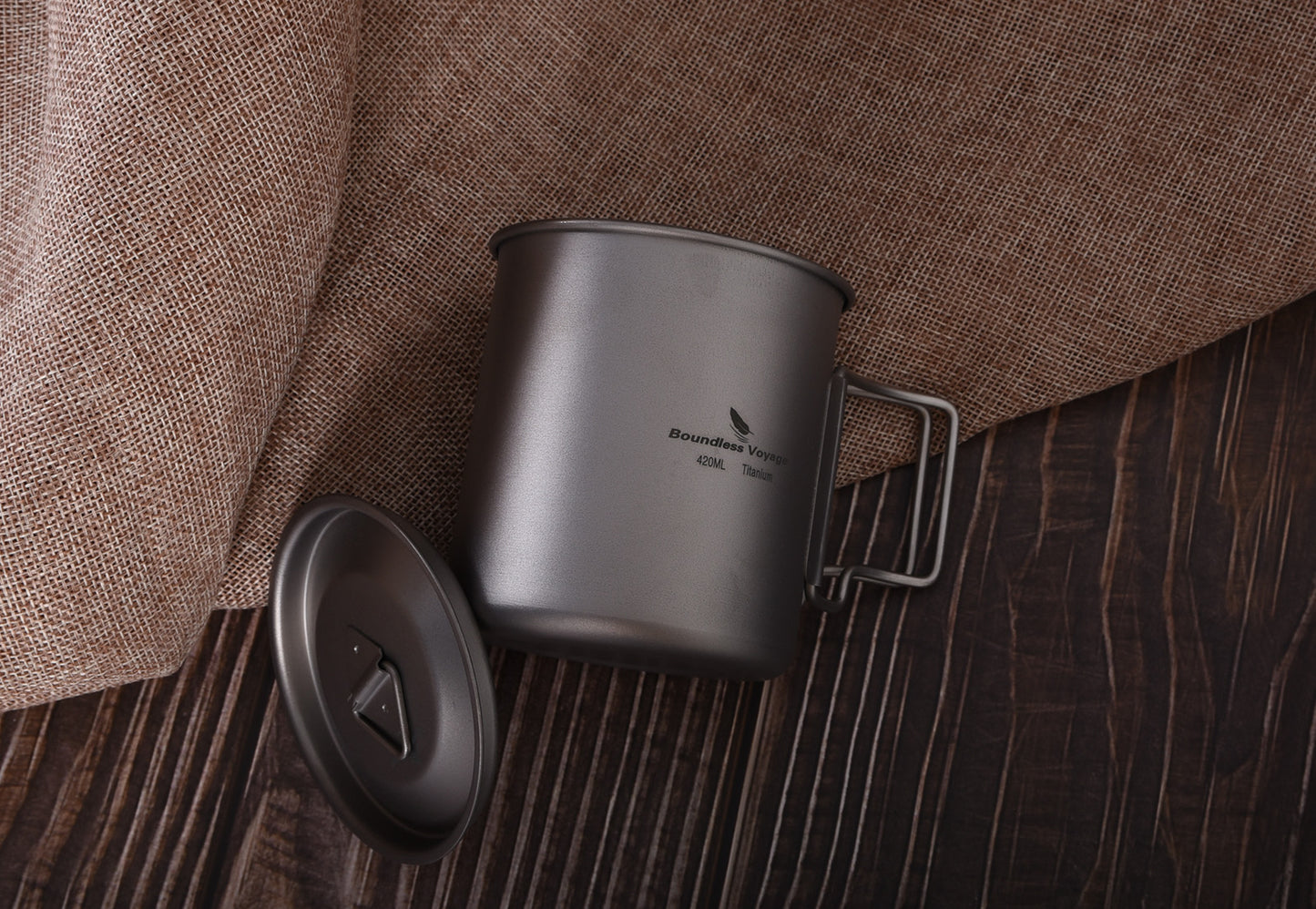 Boundless Voyage Outdoor Titanium Cup 420ml Camping Mug Foldable Handle Outdoor Hiking Ultralight Portable Water Coffee Tea Cup