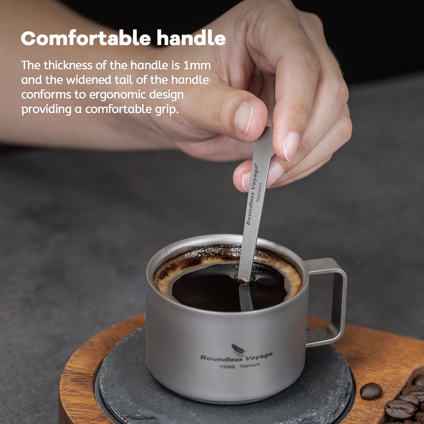 Boundless Voyage Titanium Mini Coffee Spoon , Small Spoons for Dessert,Tea, Sugar& Jam, Party Supplies