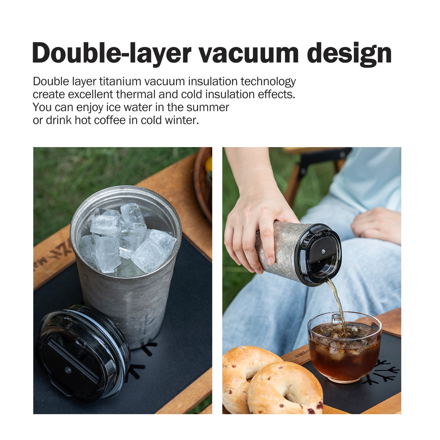 Boundless Voyage Titanium Thermos Bottle with Lid Double-Walled Insulated Water Mug 500ml