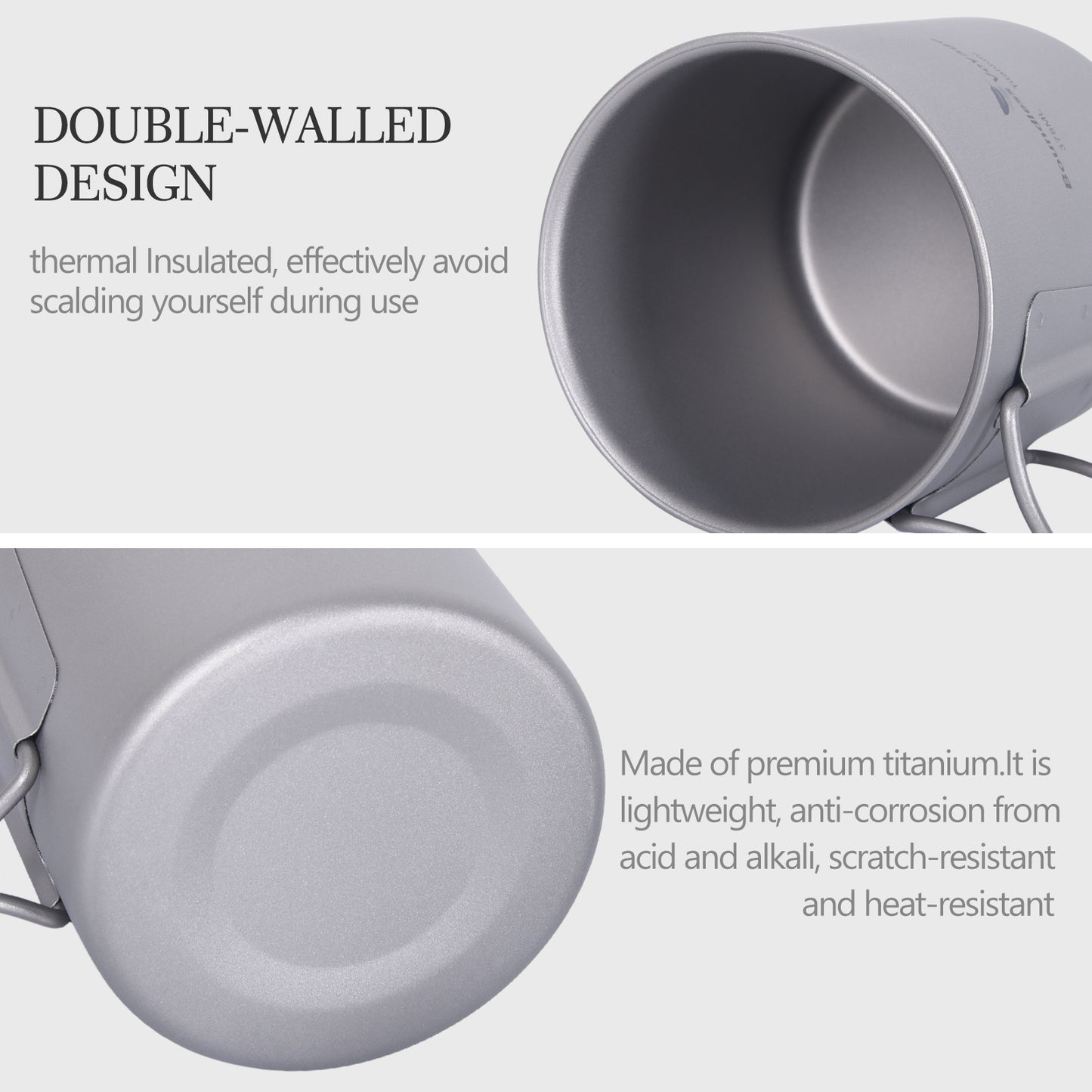 Boundless Voyage Titanium Double-walled Tea Mug with Strainer Shot Glass Outdoor Camping Portable Coffee Cup Set