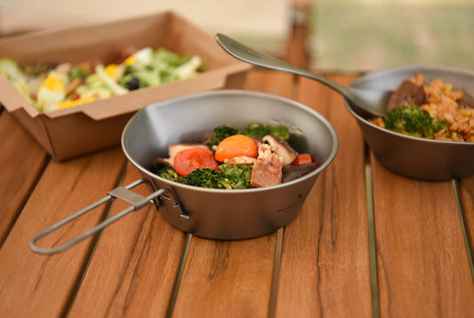 Boundless Voyage Titanium Sierra Cup 450ml with Folding Handle – Ultralight Camping Bowl & Pan for Hiking, Cooking & Outdoor Tableware