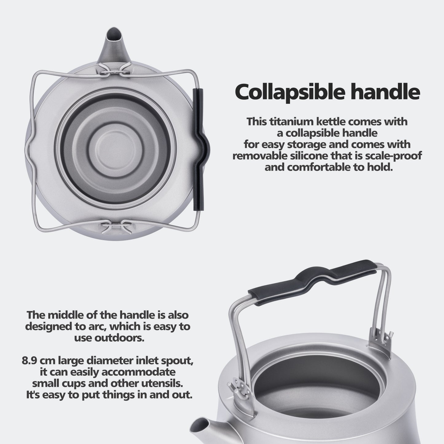 Boundless Voyage 800ML Titanium Kettle with Filter & Folding Handle Ultralight Teapot Outdoor Camping Water Jug for Loose Tea