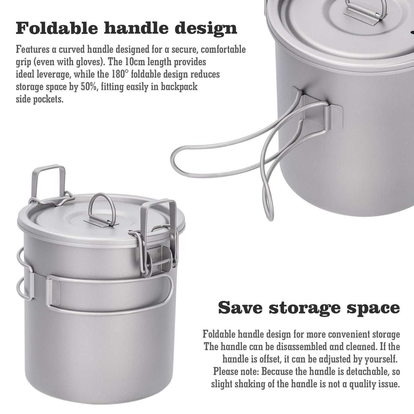 Boundless Voyage Titanium Rice Cooker Pot Ultralight Camping Cookware for Hiking & Travel