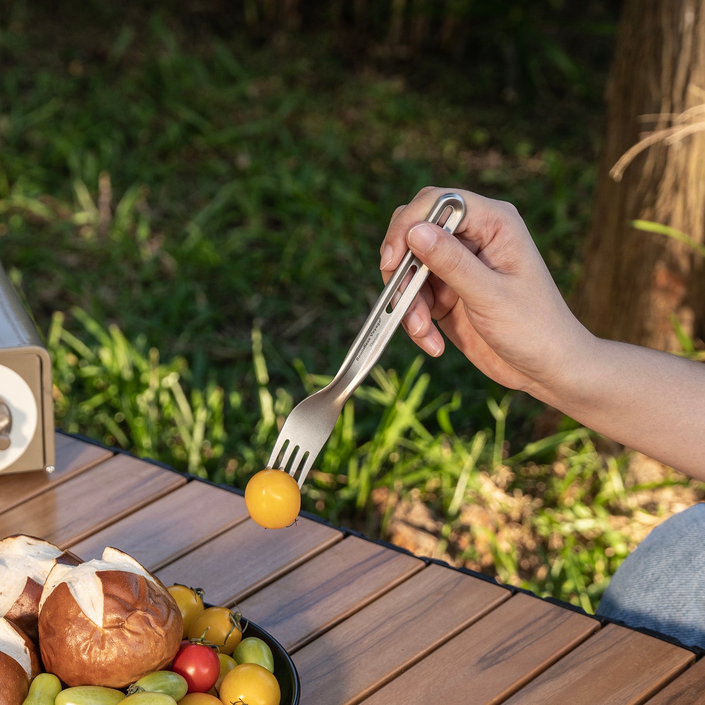Boundless Voyage Titanium Knife Spoon Fork Set Outdoor Camping Ultralight Cutlery for Soup Meal Portable Tableware