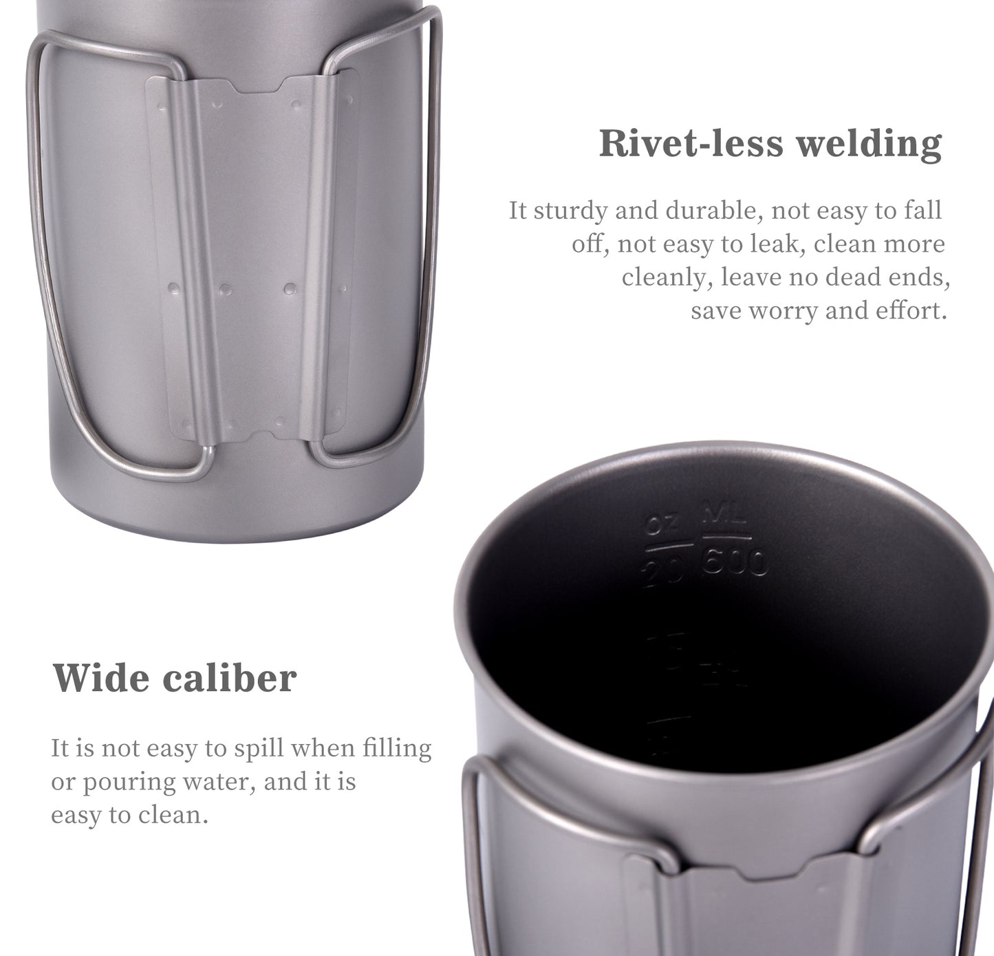 Boundless Voyage Titanium Bottle with Nesting Cup Lightweight Portable for Hiking Camping Water bottle Titanium mug