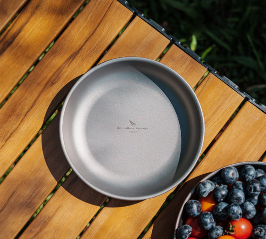 Boundless Voyage Titanium Camping Plate 170mm – Ultralight Round Dinner Plate with Mesh Bag for Hiking, Backpacking & Outdoor Dining
