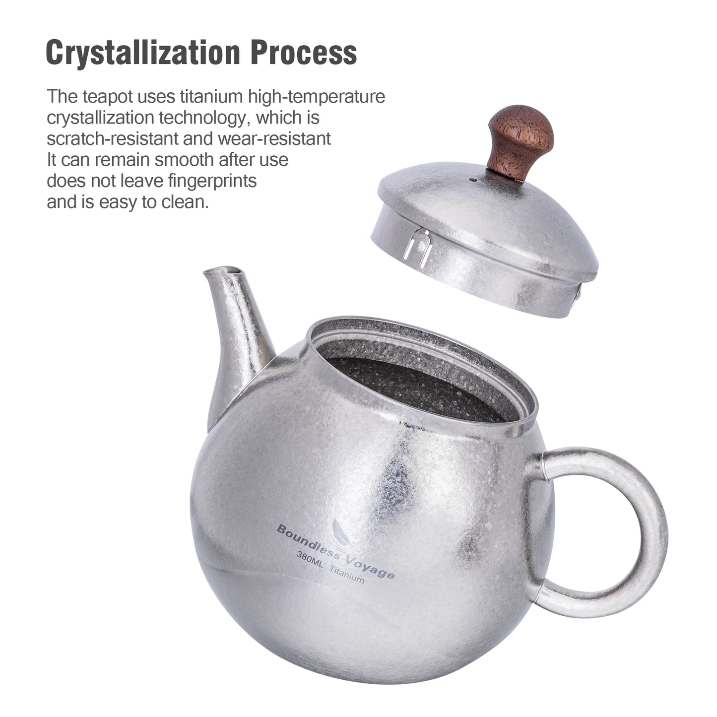 Boundless Voyage Titanium Kungfu Teapot 380ml – Folding Handle Outdoor Coffee & Tea Pot for Camping, Hiking & Backpacking