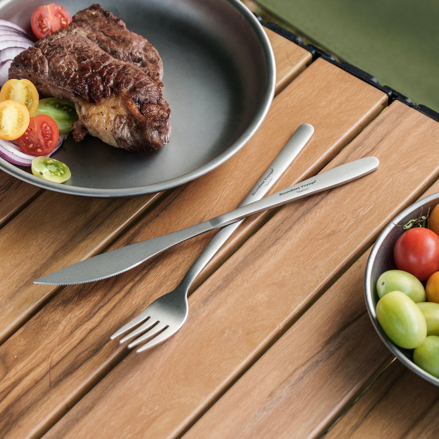 Boundless Voyage Titanium Camping Cutlery Set – Eco-Friendly Knife, Fork & Spoon | Durable Tableware for Home, Travel & Outdoor Use