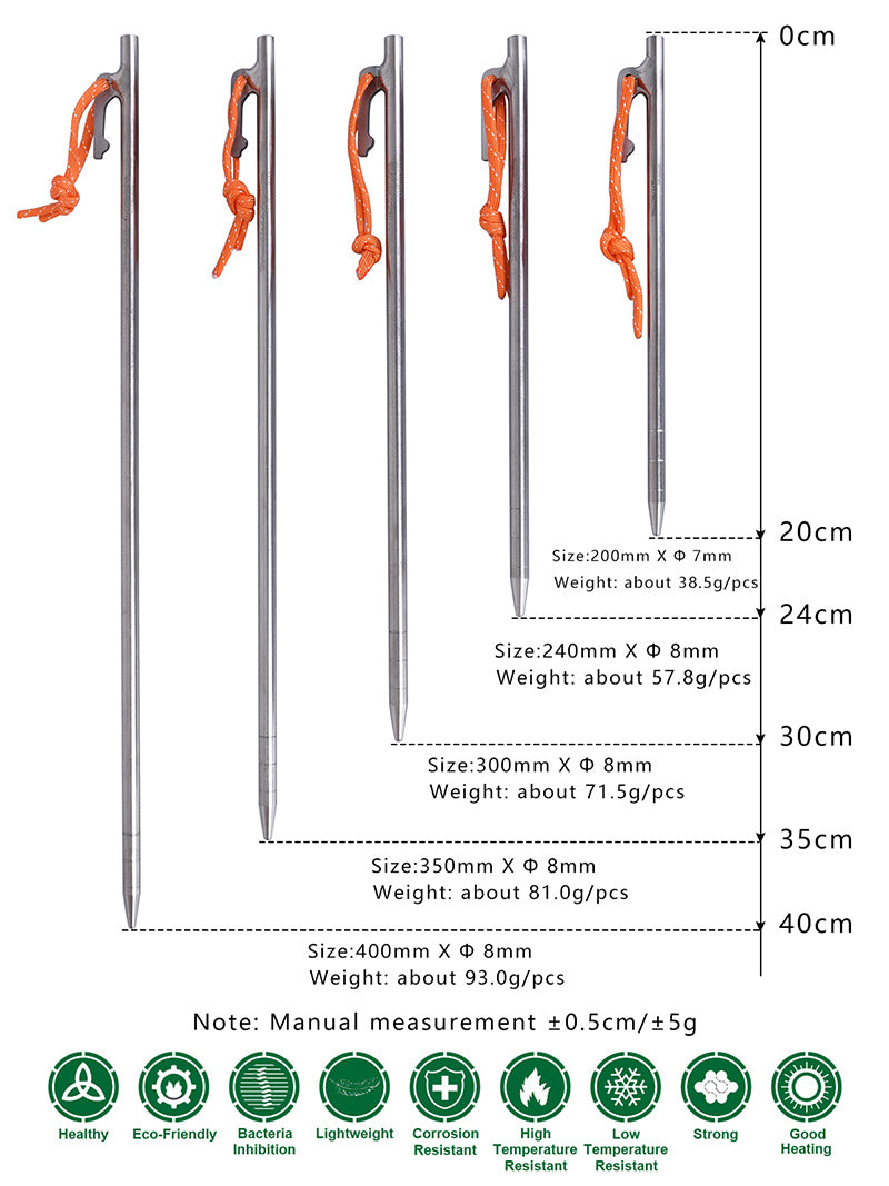 Boundless Voyage Titanium alloy Tent Stake for Outdoor Camping 40CM Tent Pegs Lightweight 6PCS