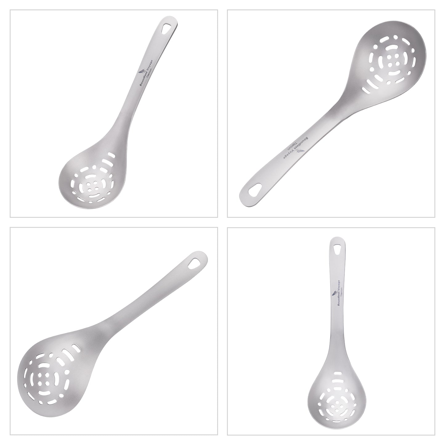 Boundless Voyage Ultralight Titanium Soup Skimmer & Colander – Long Handle Portable Cooking Tool for Frying & Kitchen Use