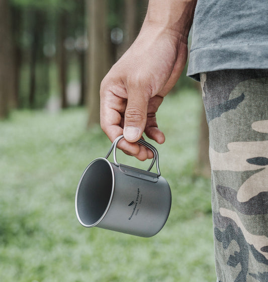 Boundless Voyage 300ml Titanium Cup with Lid | 10oz Ultralight Single-Wall Camping Mug | Portable Non-Toxic Coffee & Tea Cup for Hiking, Backpacking & Outdoor Travel