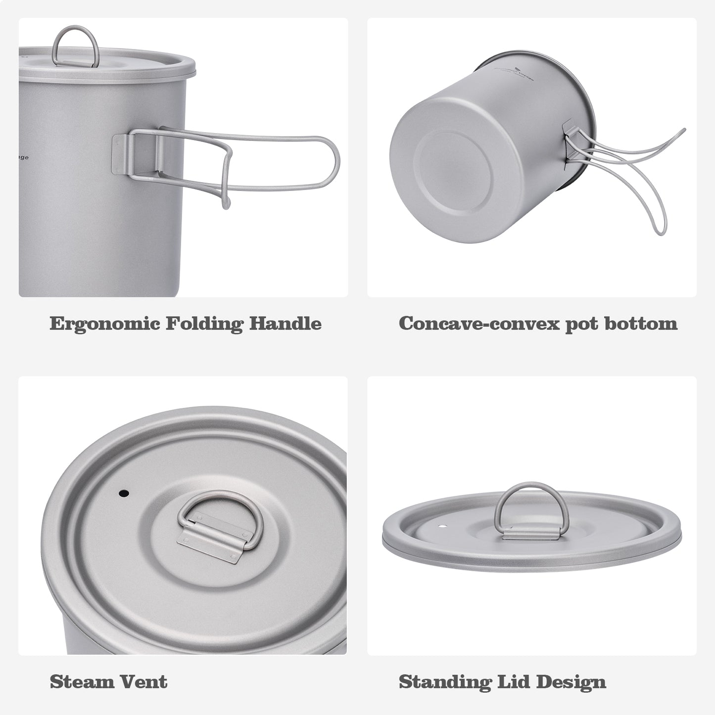 Boundless Voyage Titanium Camping Pot 1400ml Ultralight Backpacking Cookware with Folding Handle & Lid for Backpackers, Hikers & Outdoor Enthusiasts