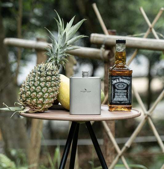 Boundless Voyage 200ml TA1 Titanium Hip Flask with Mini Cup Set – Ultralight Pocket Whiskey & Wine Bottle for Camping, Hiking & Travel