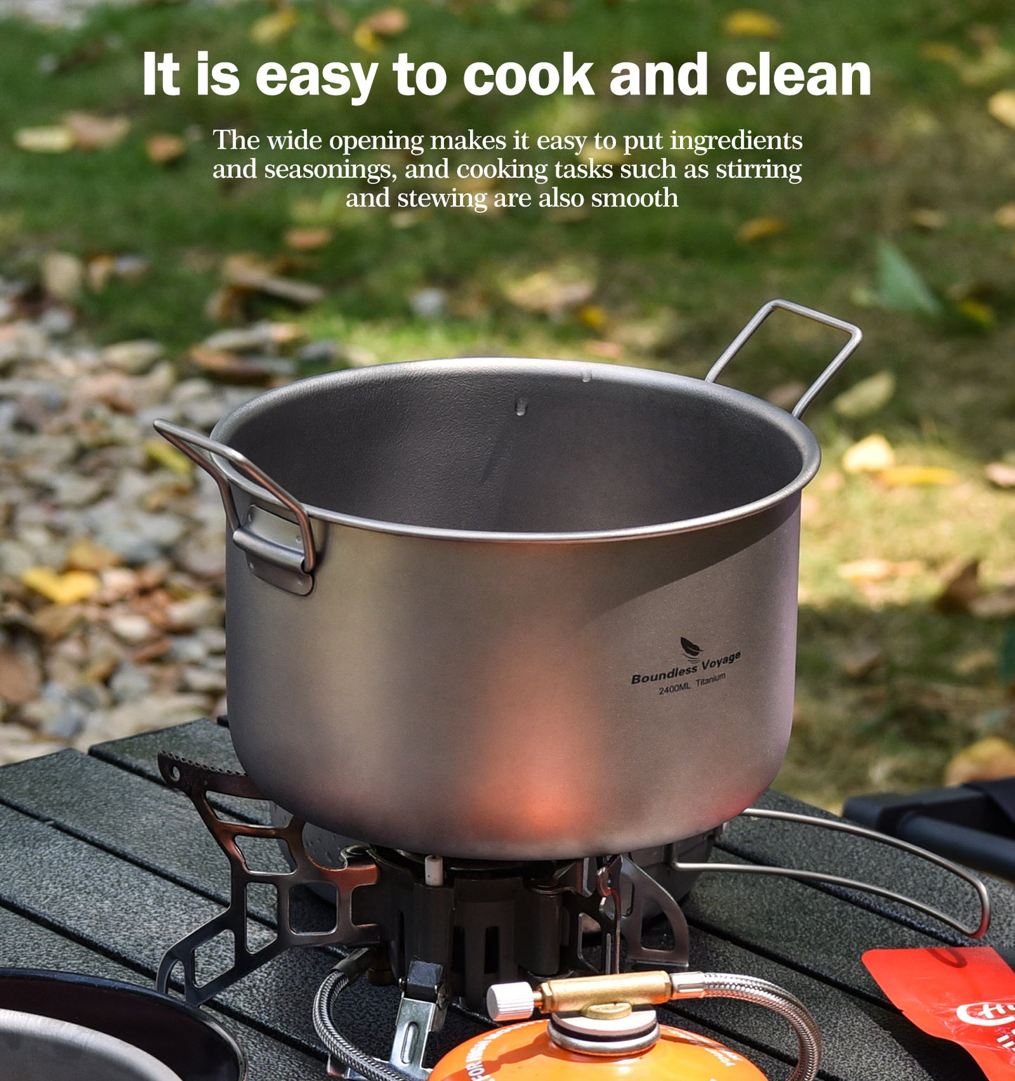 Boundless Voyage Titanium 3pcs Camping Cookware Mess Kit, Camping Cooking Set, Portable Nonstick Camp Pots Set 1.4L 1.6L 2.4L for Outdoor Camping