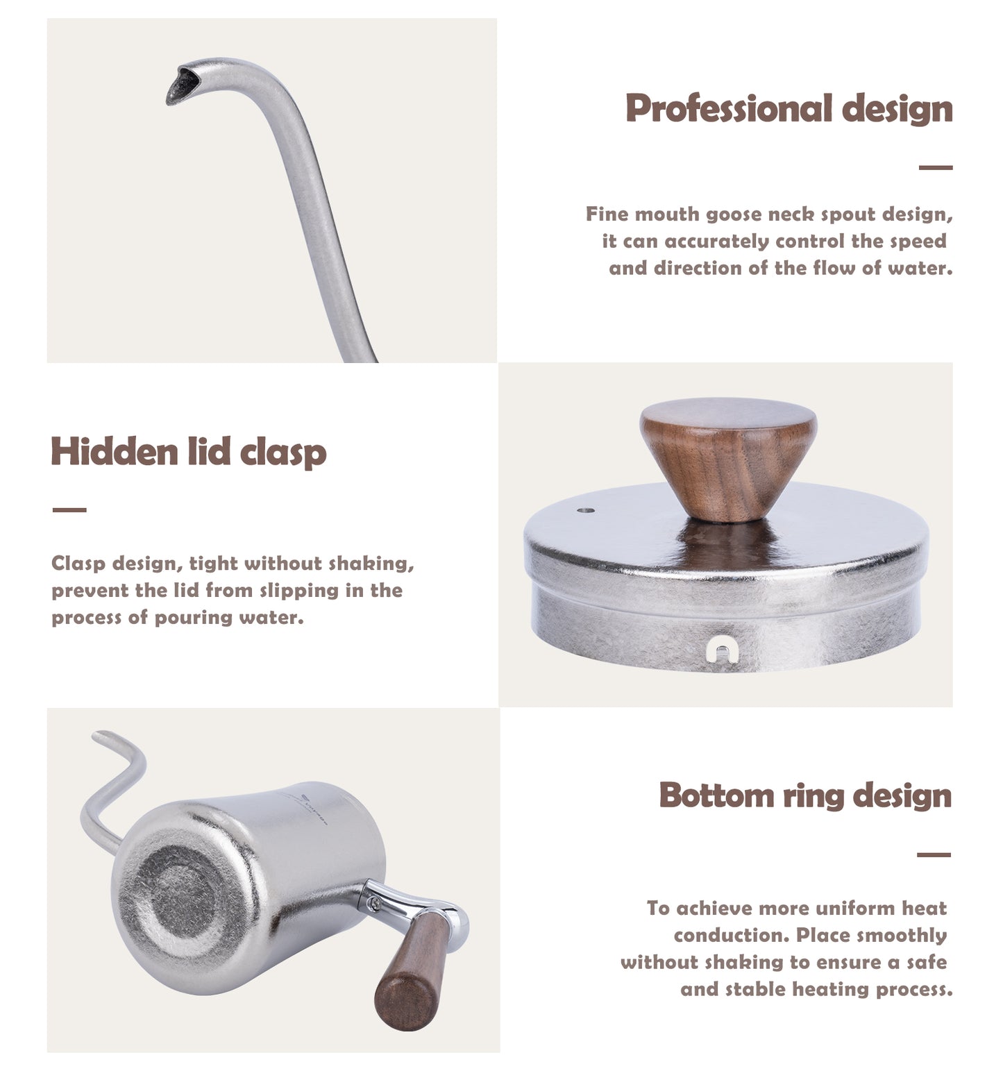 Boundless Voyage 300ml Titanium Pour Over Coffee Kettle with Beech Wood Handle – For Home, Office & Camping