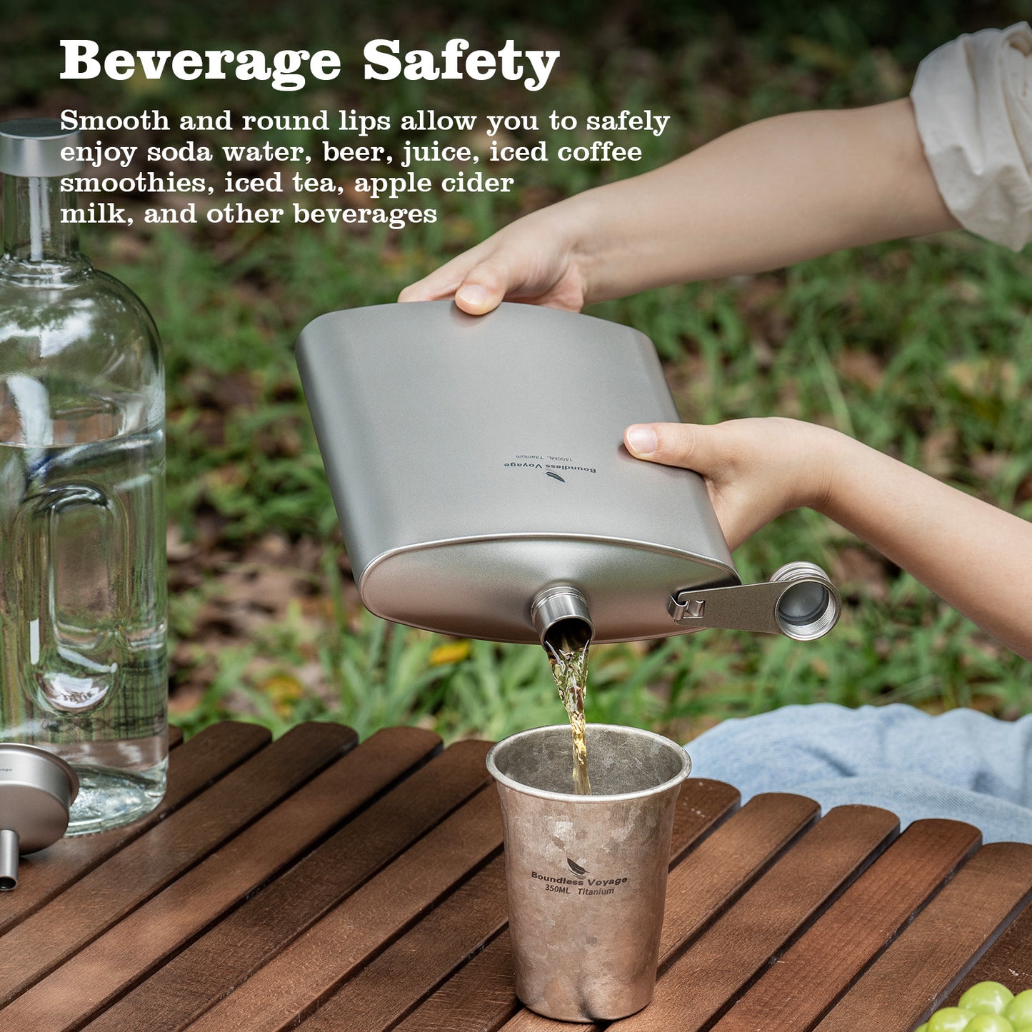 Boundless Voyage 1400ml Titanium Water Bottle – Large Capacity Sports Flask for Outdoor Camping & Hiking