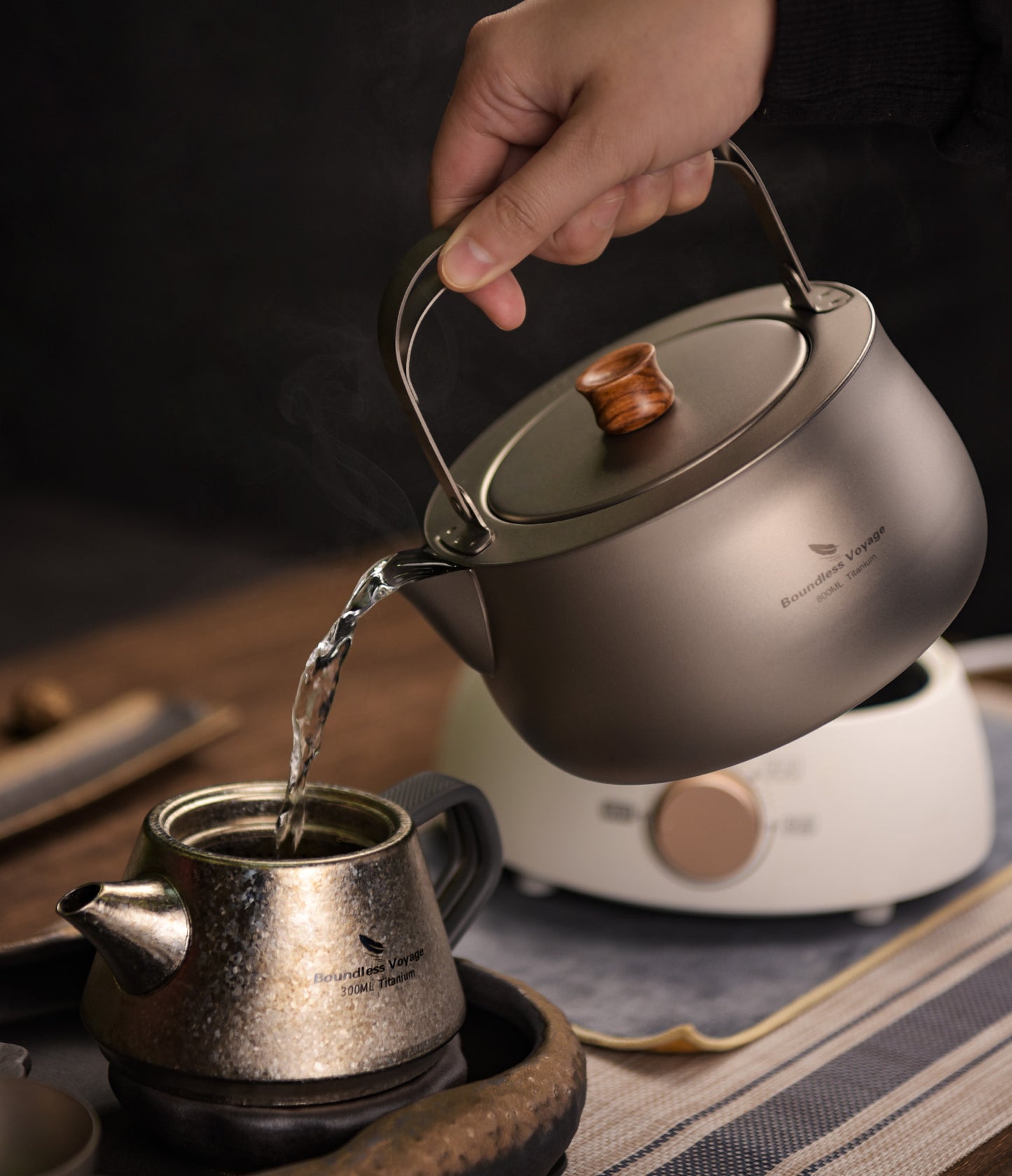 Boundless Voyage Titanium Kettle 800ml – Folding Handle Teapot & Coffee Pot for Outdoor Camping, Hiking & Travel