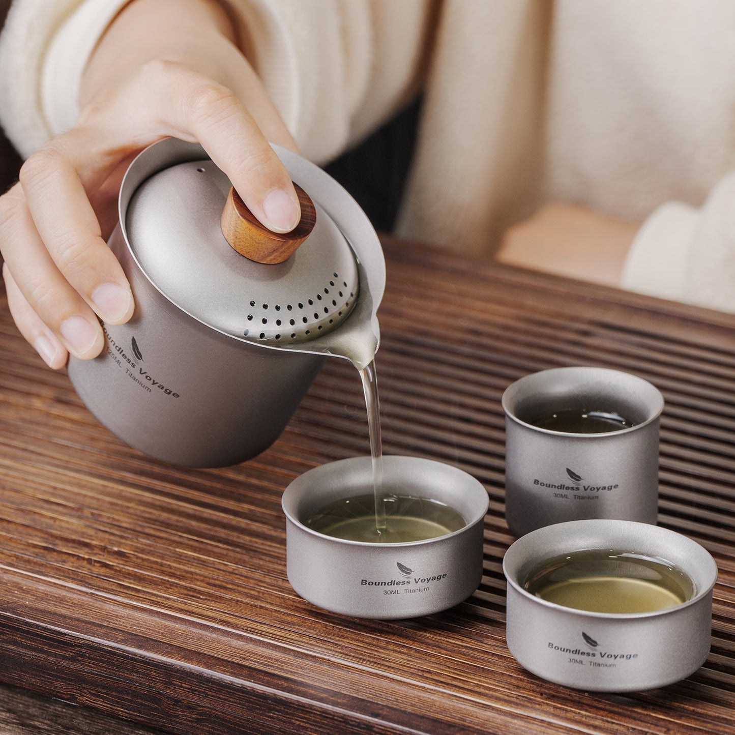 Boundless Voyage Titanium Titanium Double-Layer Tea Maker Lightweight Outdoor Camping Portable Tea tea pot