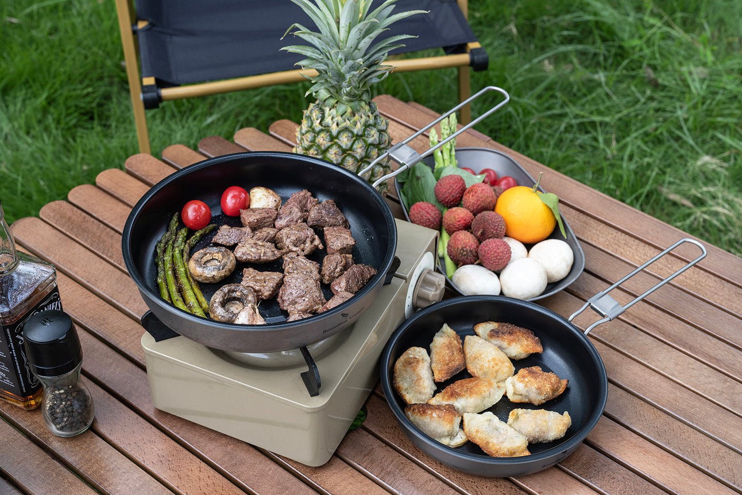 Boundless Voyage Titanium Non-Stick Frying Pan – Ultralight Camping Skillet with Folding Handle