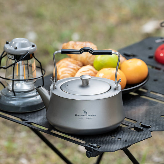 Boundless Voyage 800ml TA1 Titanium Kettle with Filter & Folding Handle – Ultralight Teapot for Camping, Hiking & Outdoor Brewing