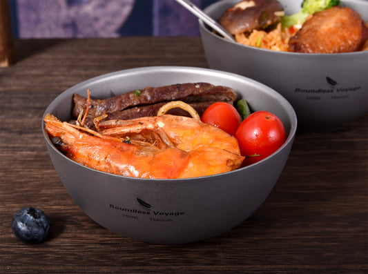 Boundless Voyage 250ml Titanium Double-Wall Bowl – Ultralight Insulated Camping Tableware for Outdoor & Everyday Use