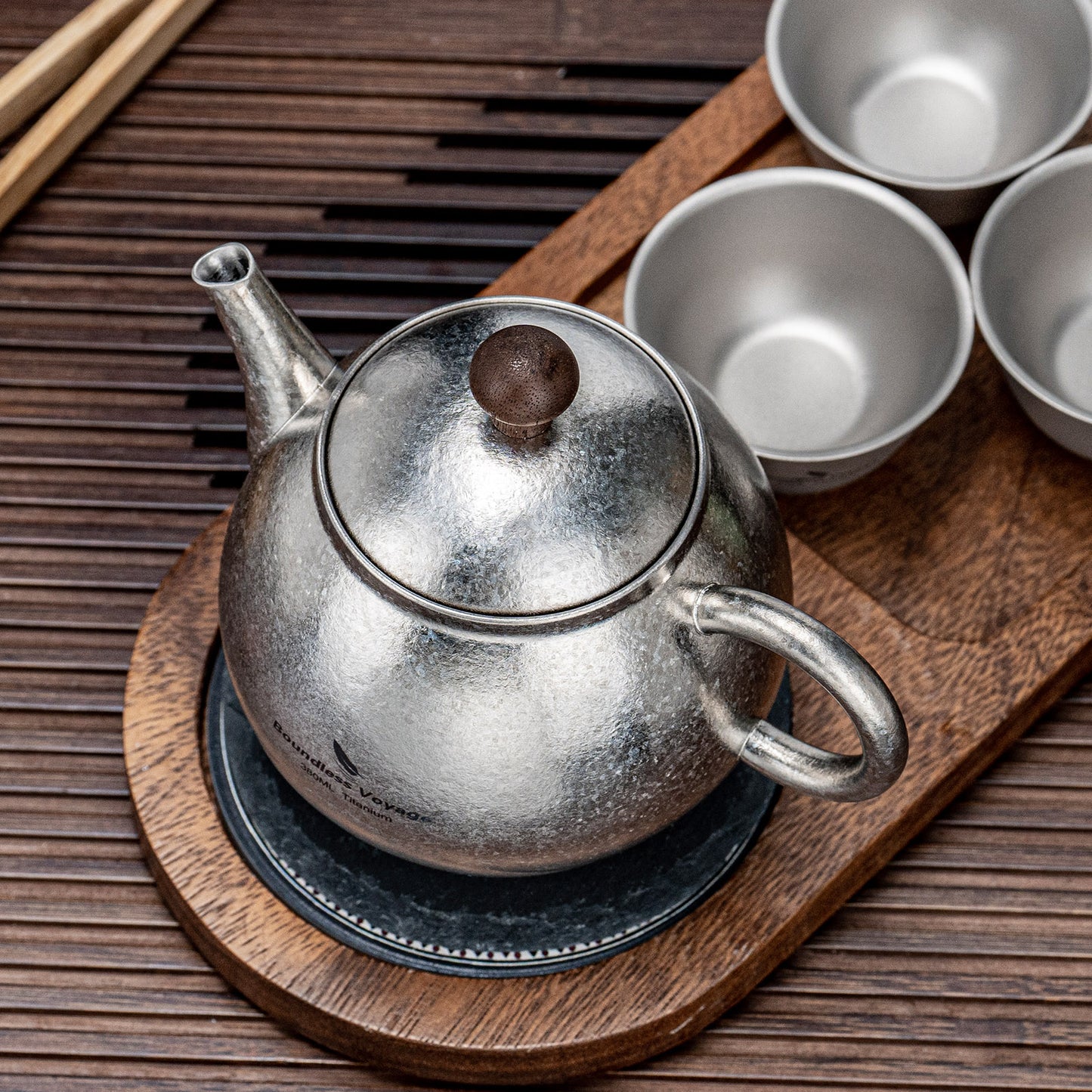 Boundless Voyage Titanium Kungfu Teapot 380ml – Folding Handle Outdoor Coffee & Tea Pot for Camping, Hiking & Backpacking