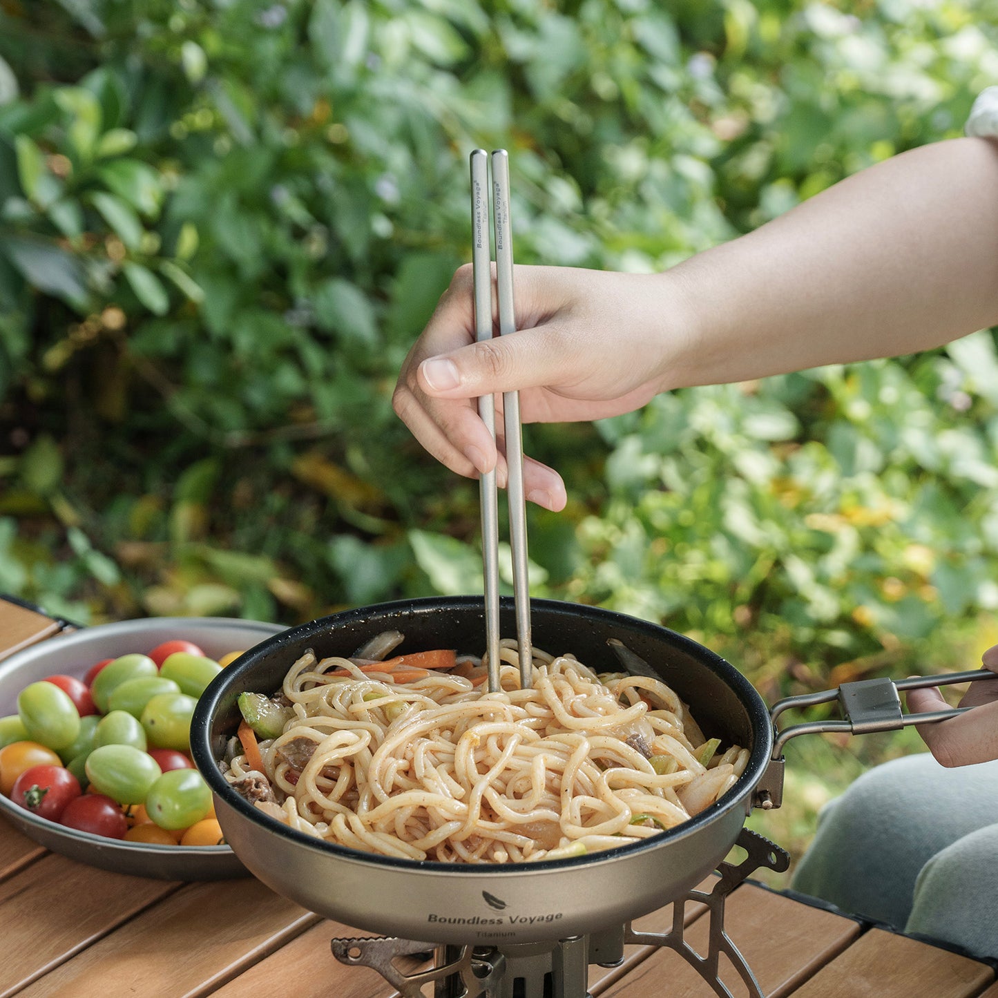 Boundless Voyage Titanium Camping Tableware Set – Eco-Friendly Cutlery & Chopsticks | Knife, Fork, Spoon for Home, Travel & Outdoor Adventures