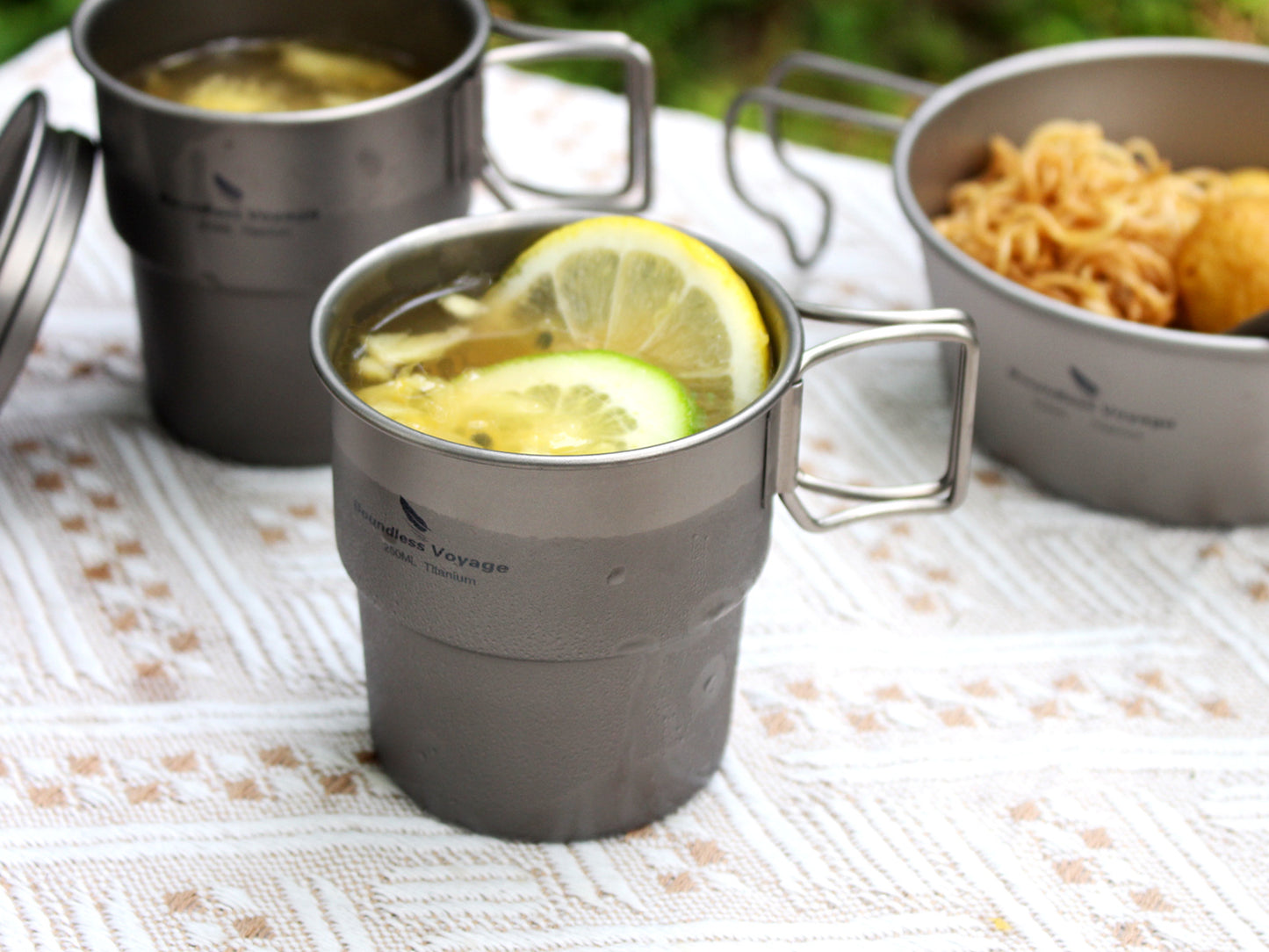 Boundless Voyage 250ml Titanium Coffee Cup – Lightweight Stackable Camping Mug (No Lid)