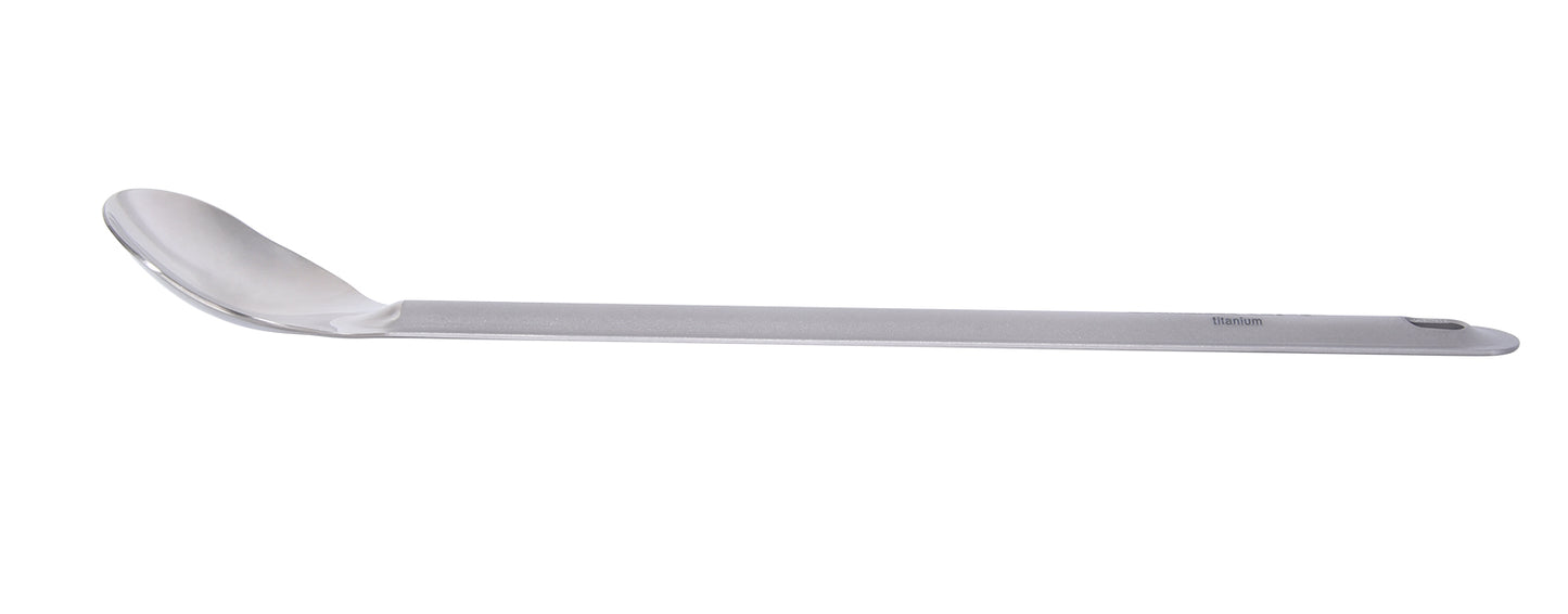 Boundless Voyage Titanium Long Handle Spoon with Hook Outdoor Camping Ultralight Straight Handle Polished Cutlery Tableware