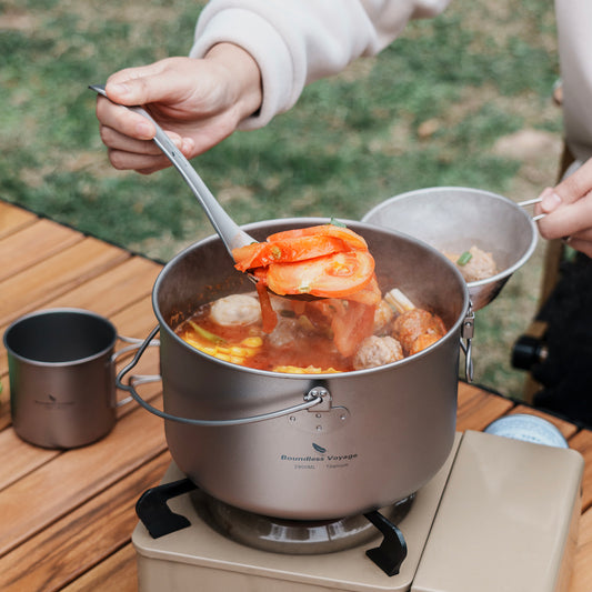 Boundless Voyage 2900ml TA1 Titanium Hanging Pot – Ultralight Large-Capacity Cooking Pot for Camping, Backpacking & Outdoor Bushcraft