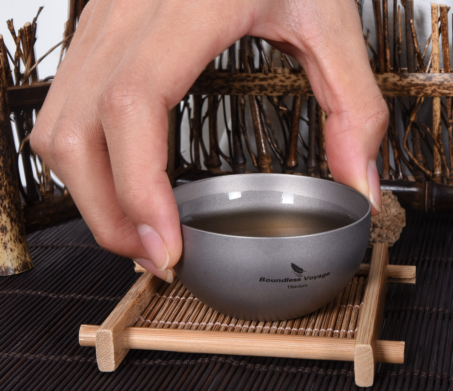 Boundless Voyage 30ml Double-Wall Titanium Shot Cup – Ultralight Mini Espresso Cup, Insulated TA1 Titanium Camping Cup for Whiskey, Coffee & Outdoor Travel