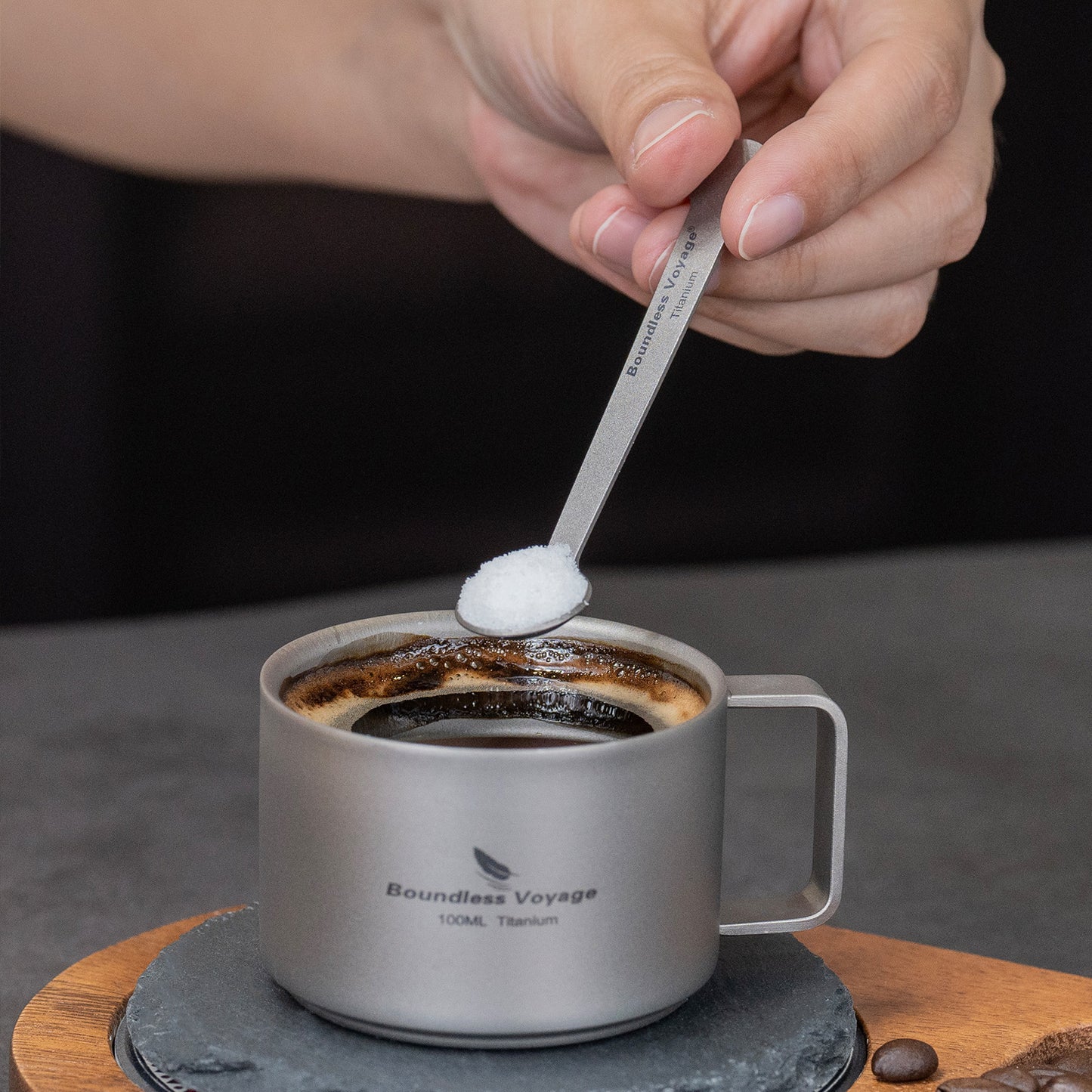 Boundless Voyage Titanium Mini Coffee Spoon , Small Spoons for Dessert,Tea, Sugar& Jam, Party Supplies