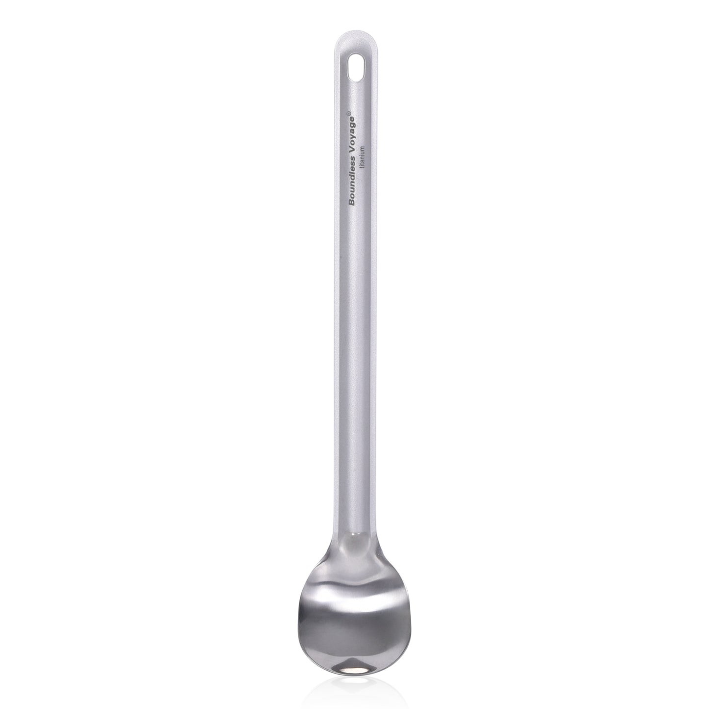 Boundless Voyage Titanium Long Handle Spoon with Hook Outdoor Camping Ultralight Straight Handle Polished Cutlery Tableware